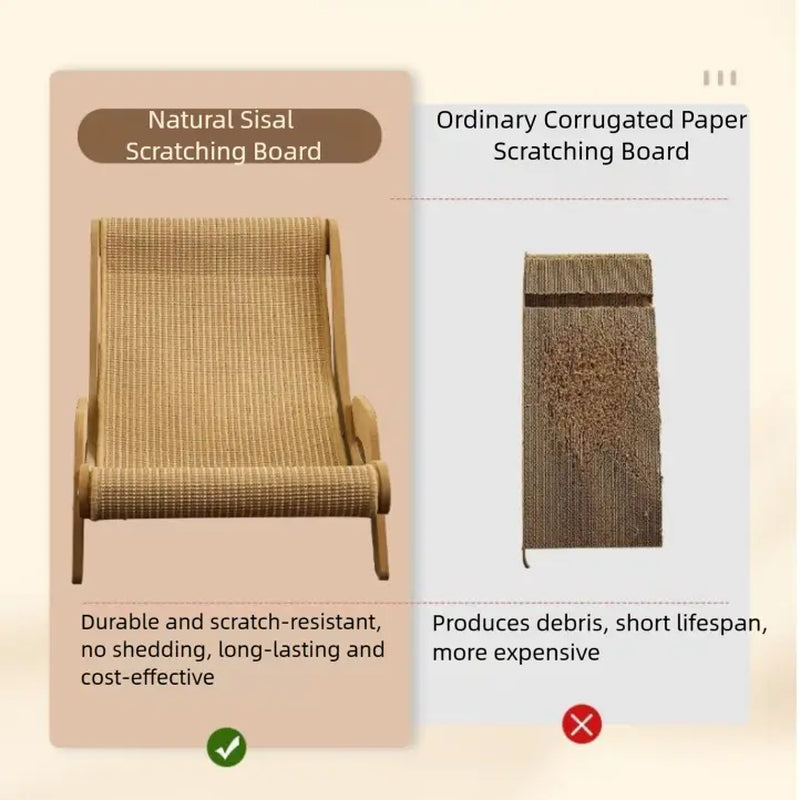 2-In-1 Natural Sisal Fiber Cat Scratcher Hammock & Lounge Chair, No Shedding, Breathable, Durable All-Season Use Cat Bed for Claw Sharpening & Rest, Natural Sisal Scratcher