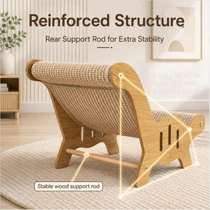 2-In-1 Natural Sisal Fiber Cat Scratcher Hammock & Lounge Chair, No Shedding, Breathable, Durable All-Season Use Cat Bed for Claw Sharpening & Rest, Natural Sisal Scratcher