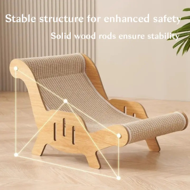 2-In-1 Natural Sisal Fiber Cat Scratcher Hammock & Lounge Chair, No Shedding, Breathable, Durable All-Season Use Cat Bed for Claw Sharpening & Rest, Natural Sisal Scratcher